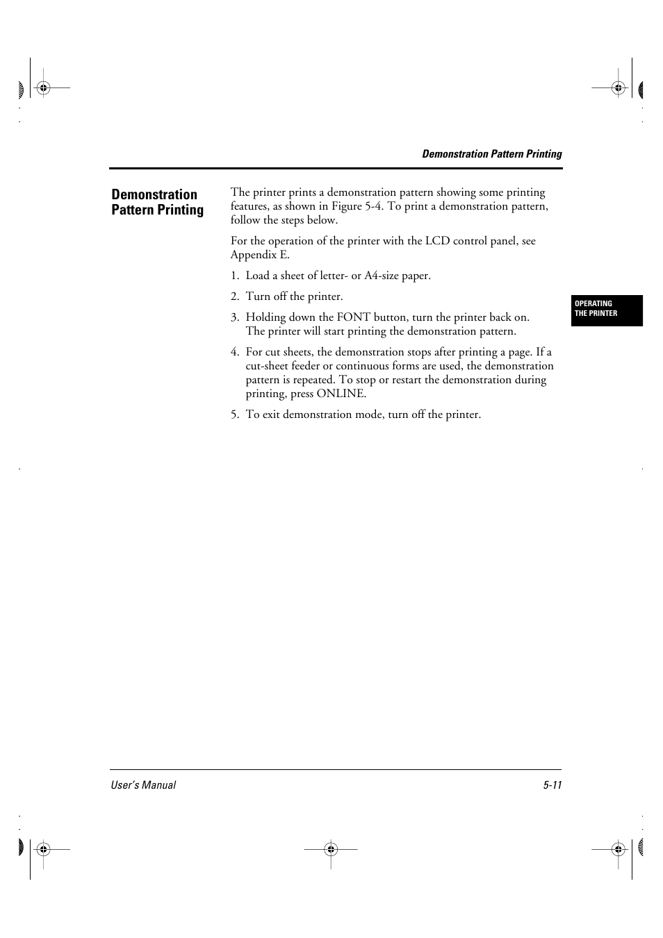 Demonstration pattern printing | FUJITSU DL6400 User Manual | Page 54 / 247