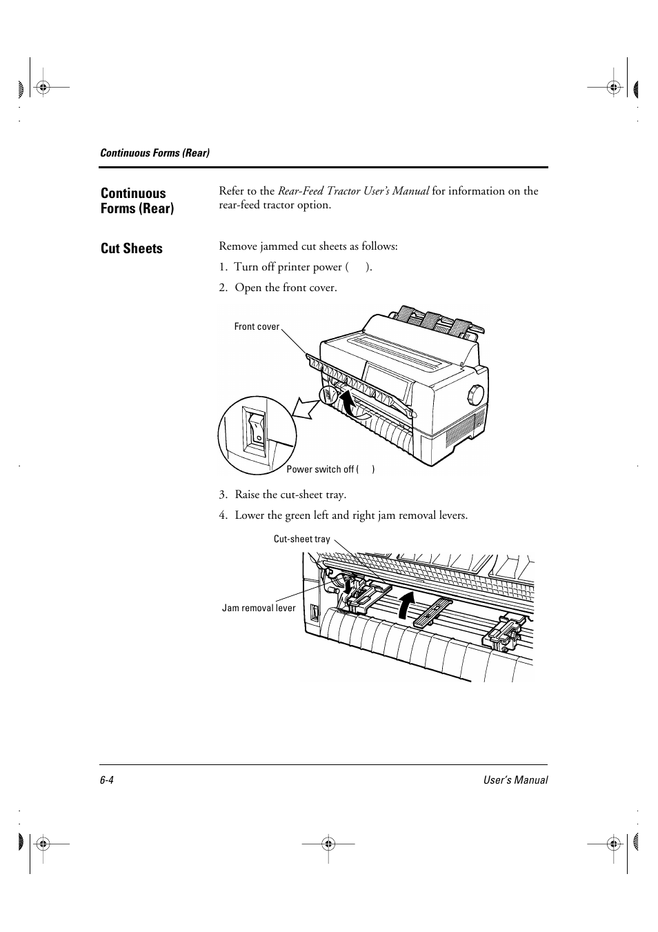 Continuous forms (rear) cut sheets | FUJITSU DL6400 User Manual | Page 61 / 247