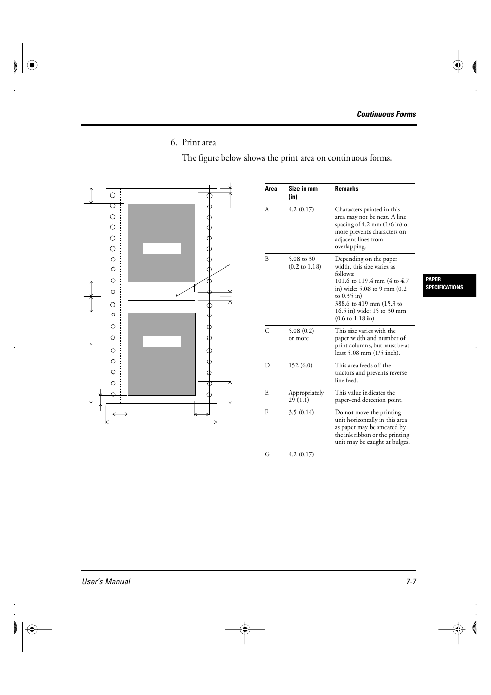 Continuous forms user’s manual 7-7 | FUJITSU DL6400 User Manual | Page 70 / 247