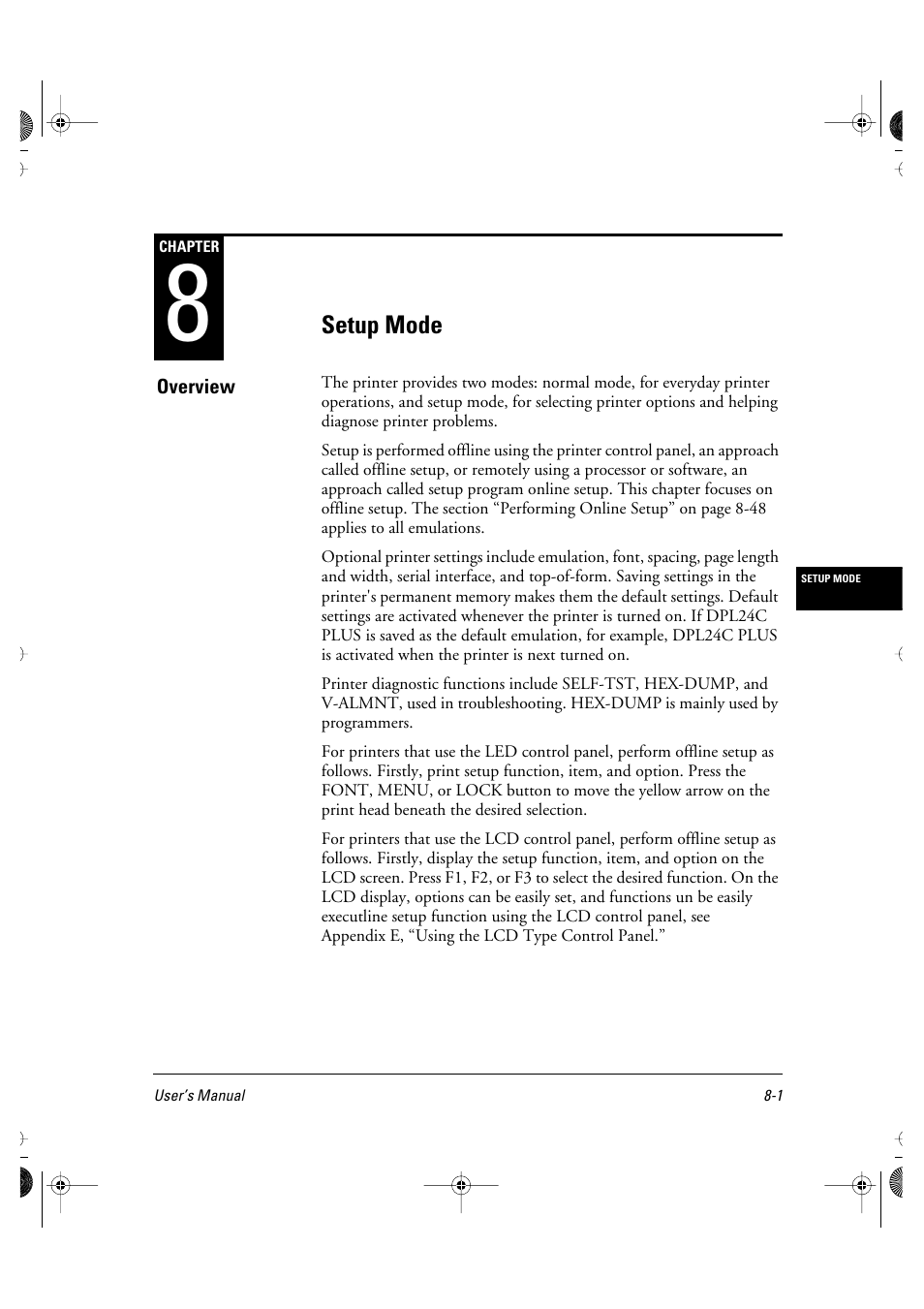 Setup mode | FUJITSU DL6400 User Manual | Page 82 / 247