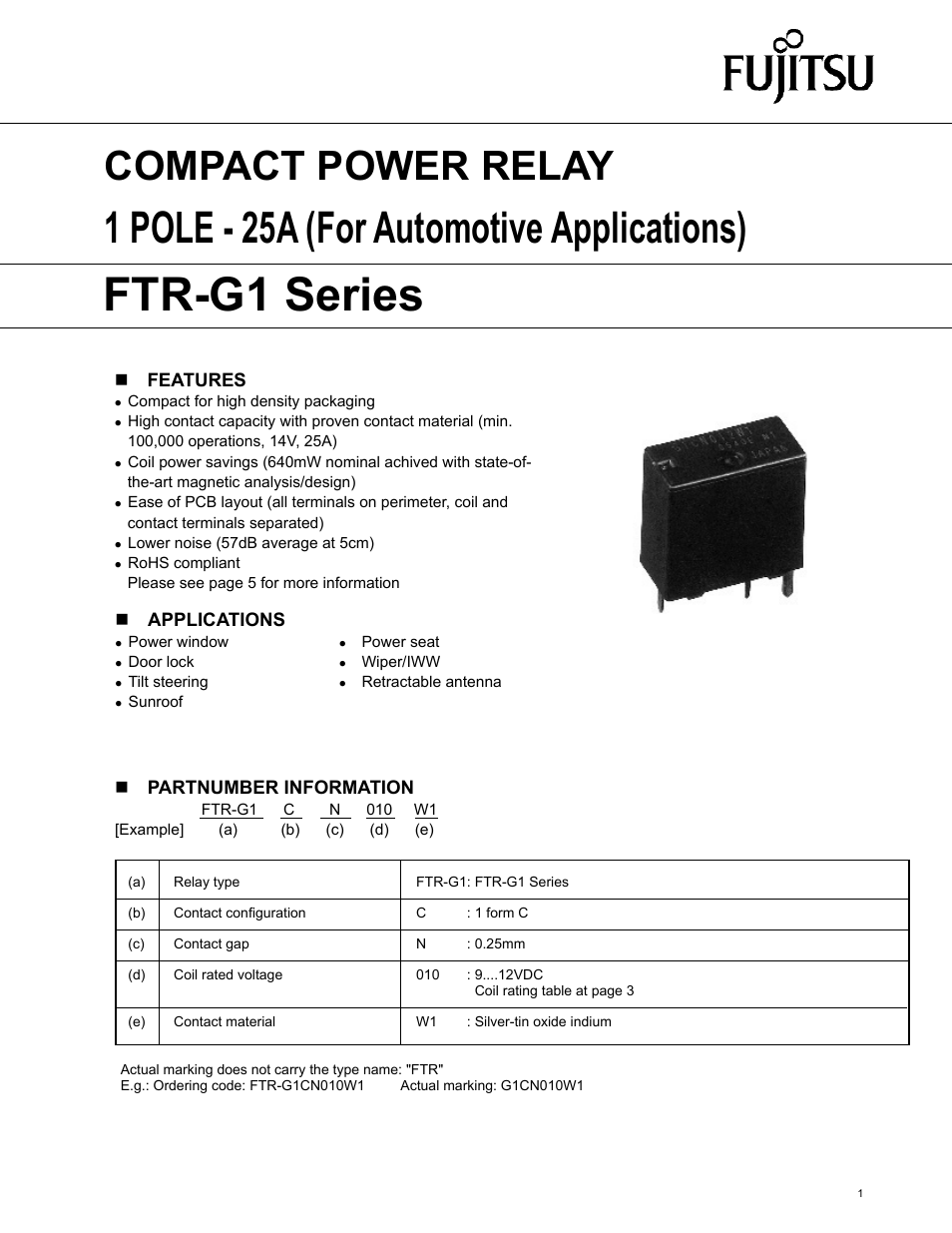 FUJITSU FTR-G1 User Manual | 6 pages