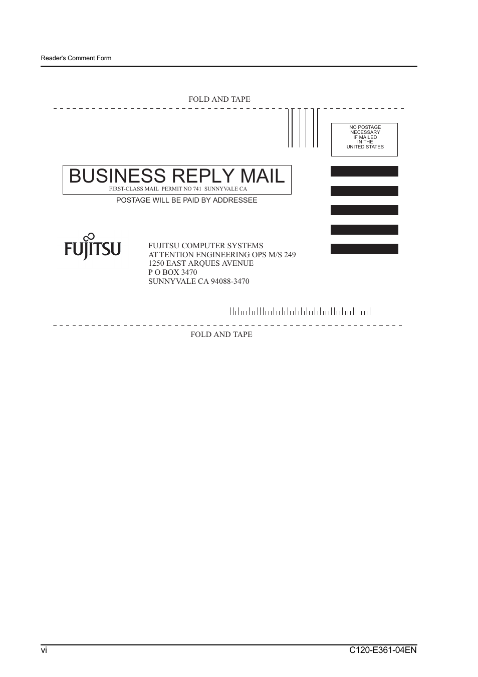 Business reply mail | FUJITSU C120-E361-04EN User Manual | Page 12 / 36