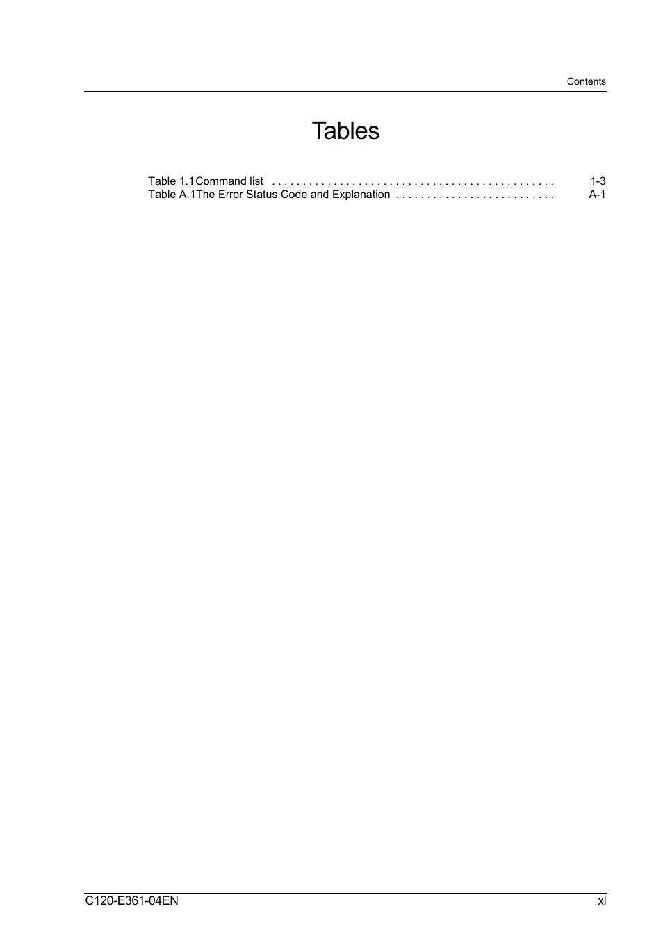 Tables | FUJITSU C120-E361-04EN User Manual | Page 17 / 36