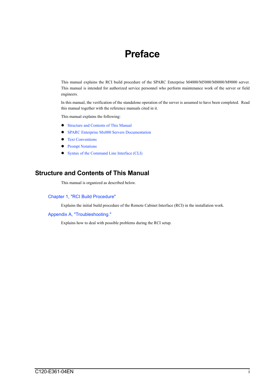Preface, Structure and contents of this manual | FUJITSU C120-E361-04EN User Manual | Page 7 / 36