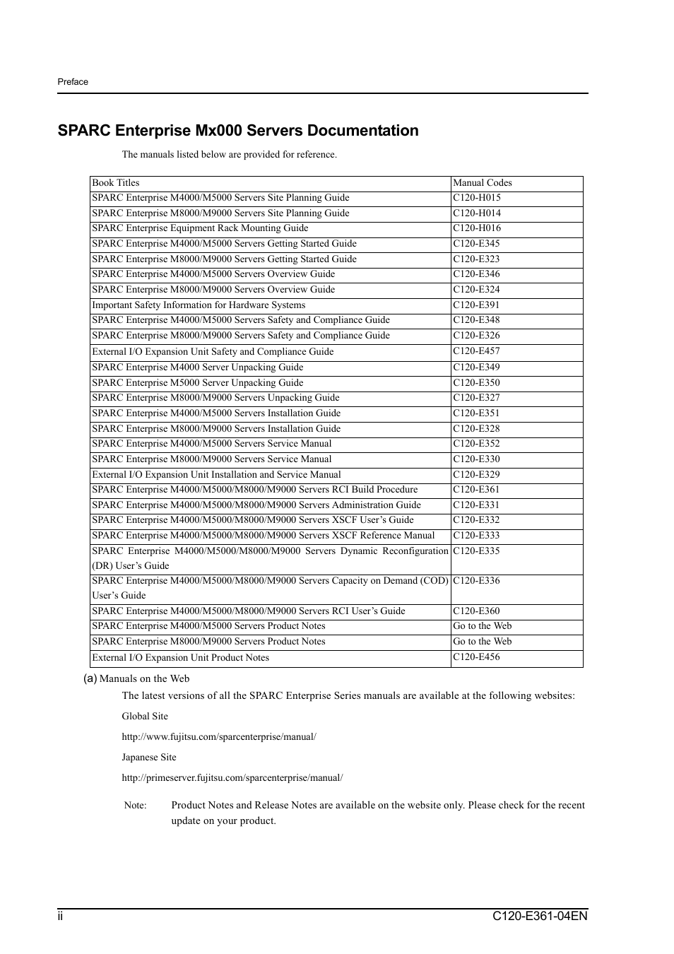 Sparc enterprise mx000 servers documentation | FUJITSU C120-E361-04EN User Manual | Page 8 / 36