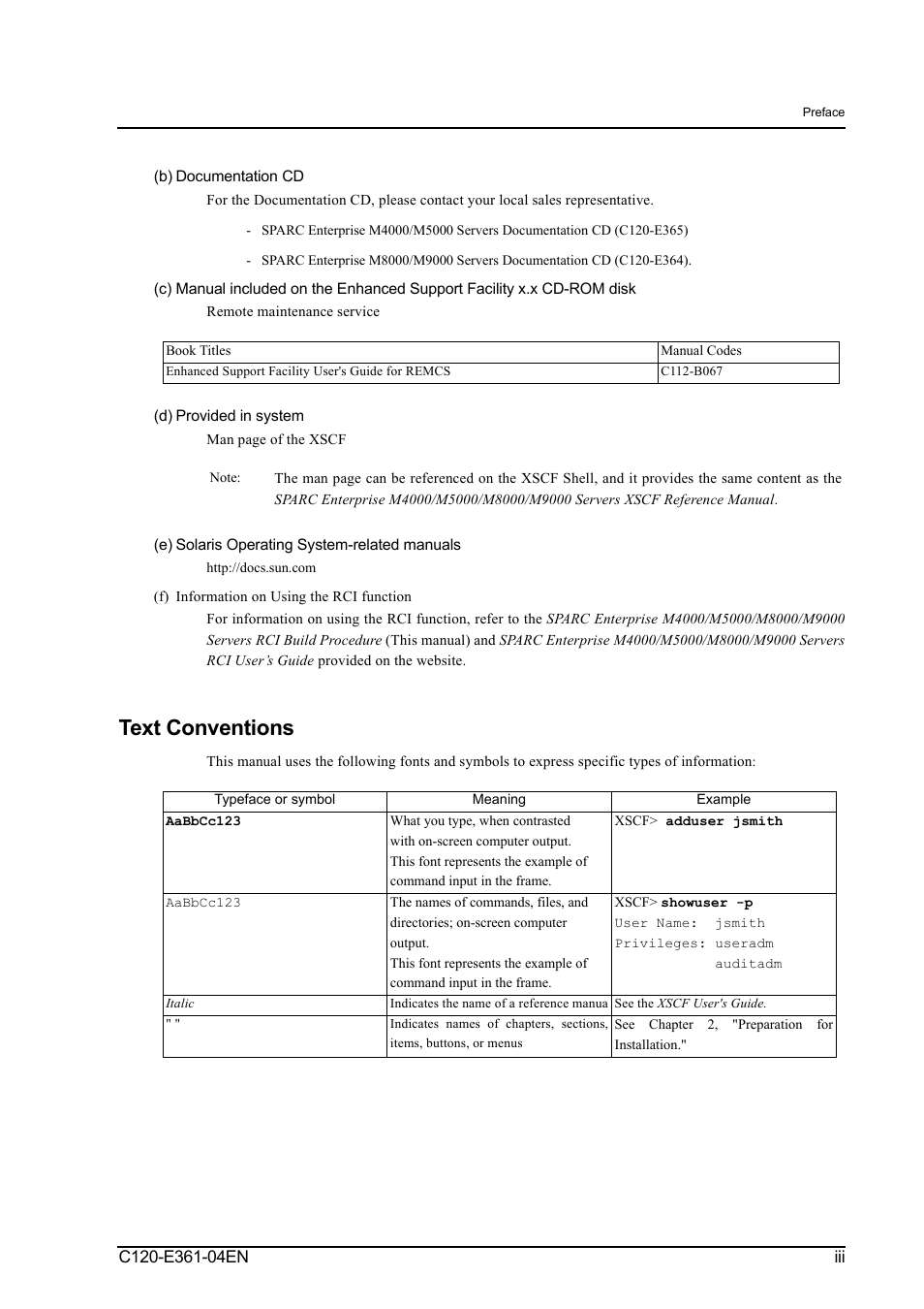 Text conventions | FUJITSU C120-E361-04EN User Manual | Page 9 / 36