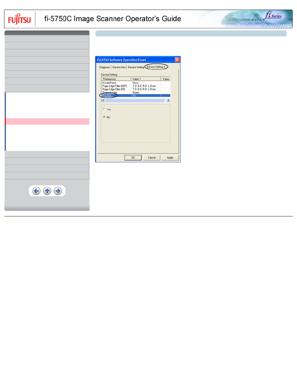 5 setting of pre-pick mode, Pre pick | FUJITSU FIJITSU Image Scanner fi-5750C User Manual | Page 144 / 167