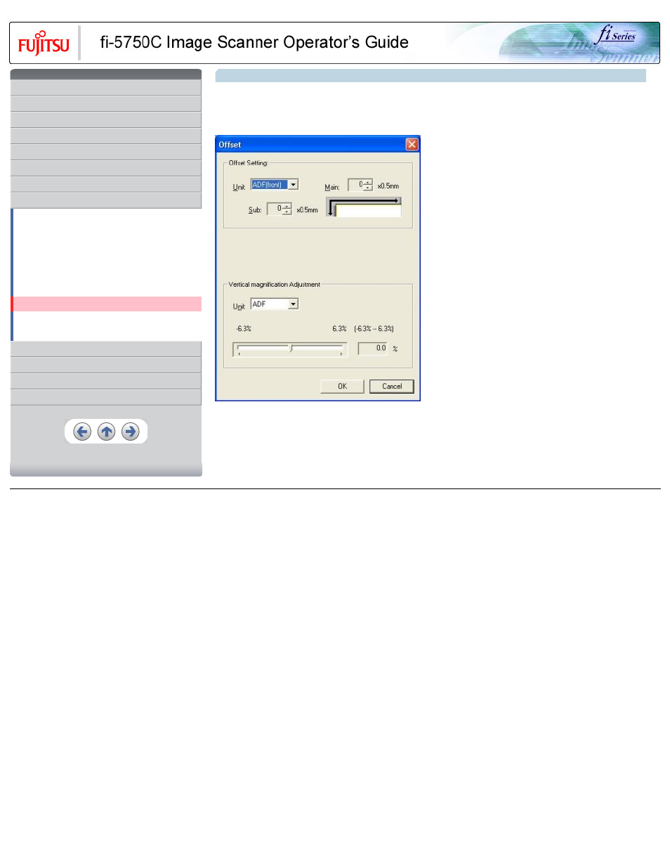 7 adjusting the offset, Did you adjust, The offset | Starting position for scanning the, Operation panel] window, then, Adjust, Offset adjustment | FUJITSU FIJITSU Image Scanner fi-5750C User Manual | Page 146 / 167
