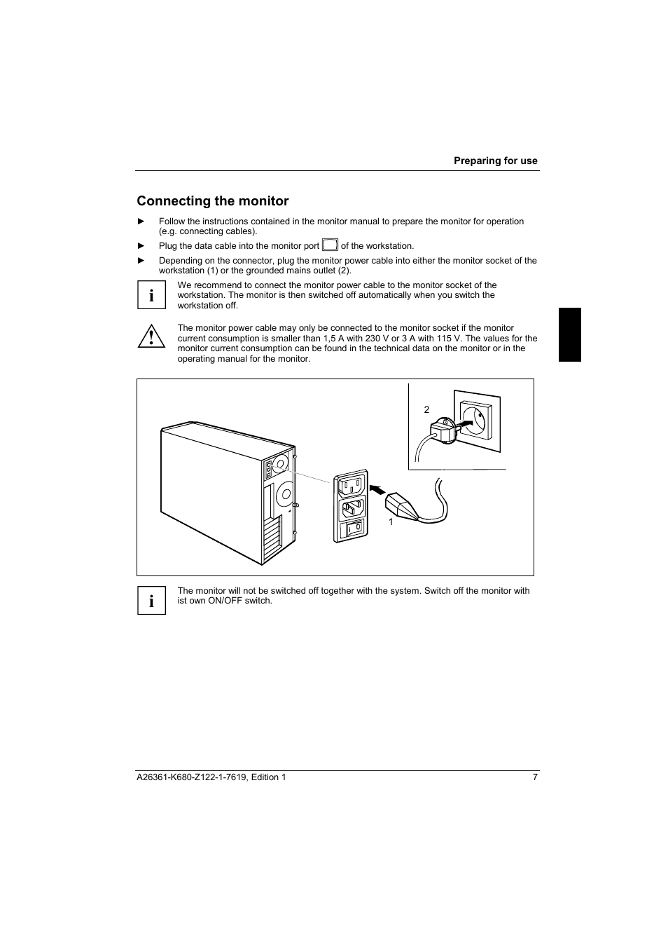 Connecting the monitor | FUJITSU V810 User Manual | Page 15 / 76