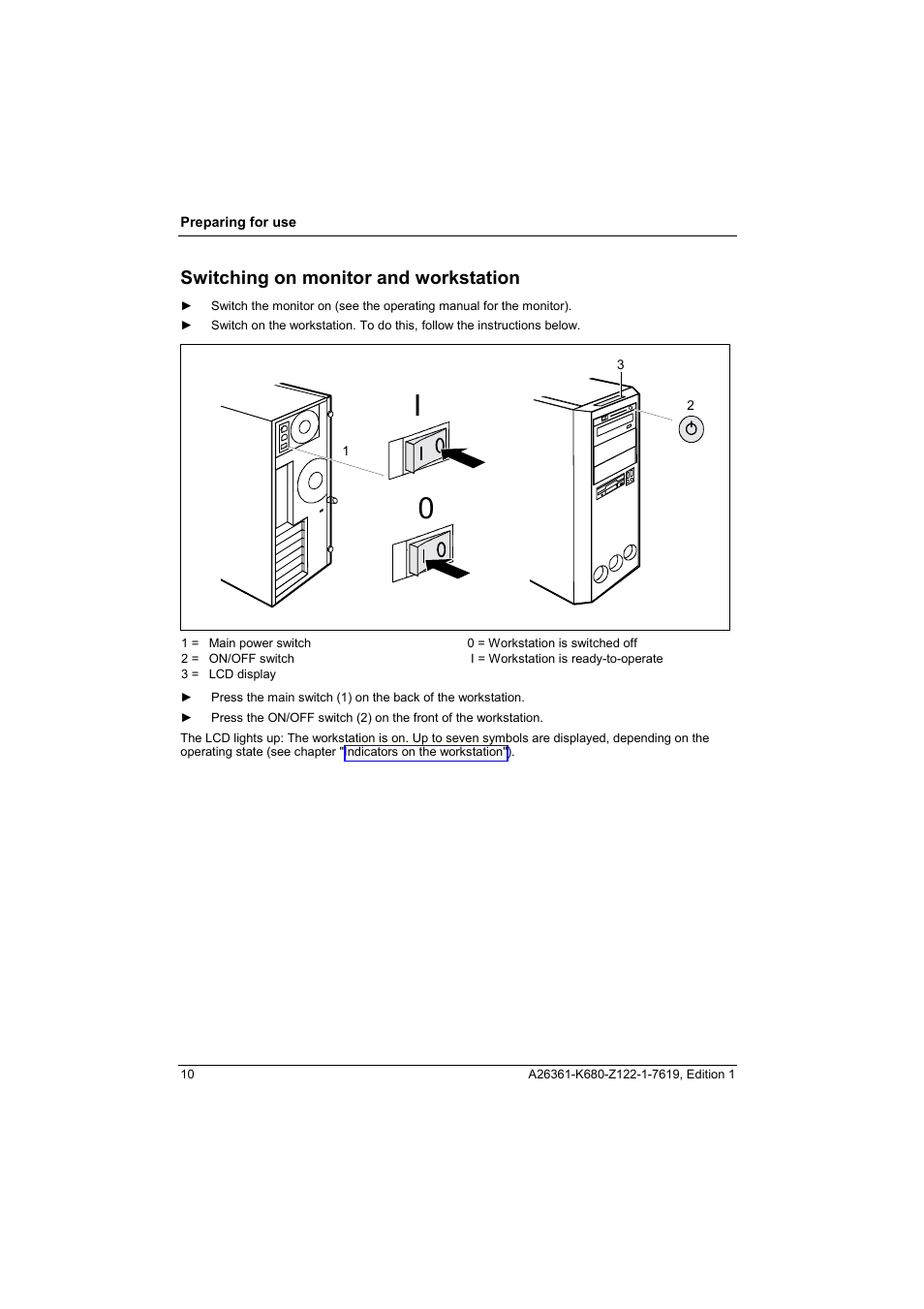 Switching on monitor and workstation | FUJITSU V810 User Manual | Page 18 / 76