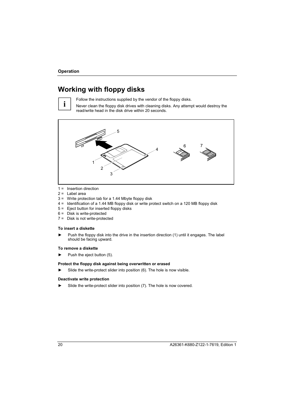 Working with floppy disks | FUJITSU V810 User Manual | Page 28 / 76