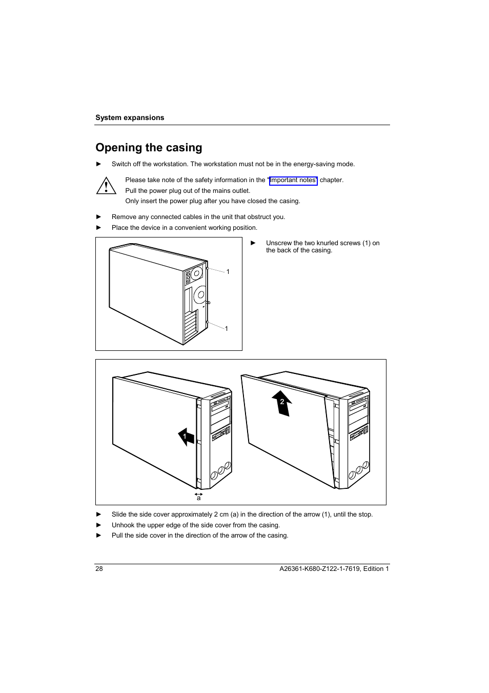 Opening the casing | FUJITSU V810 User Manual | Page 36 / 76
