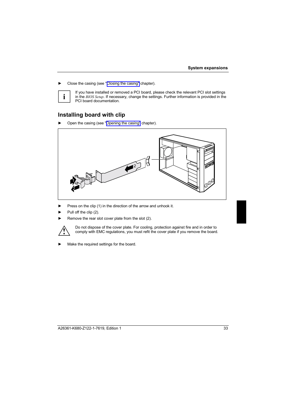 Installing board with clip | FUJITSU V810 User Manual | Page 41 / 76
