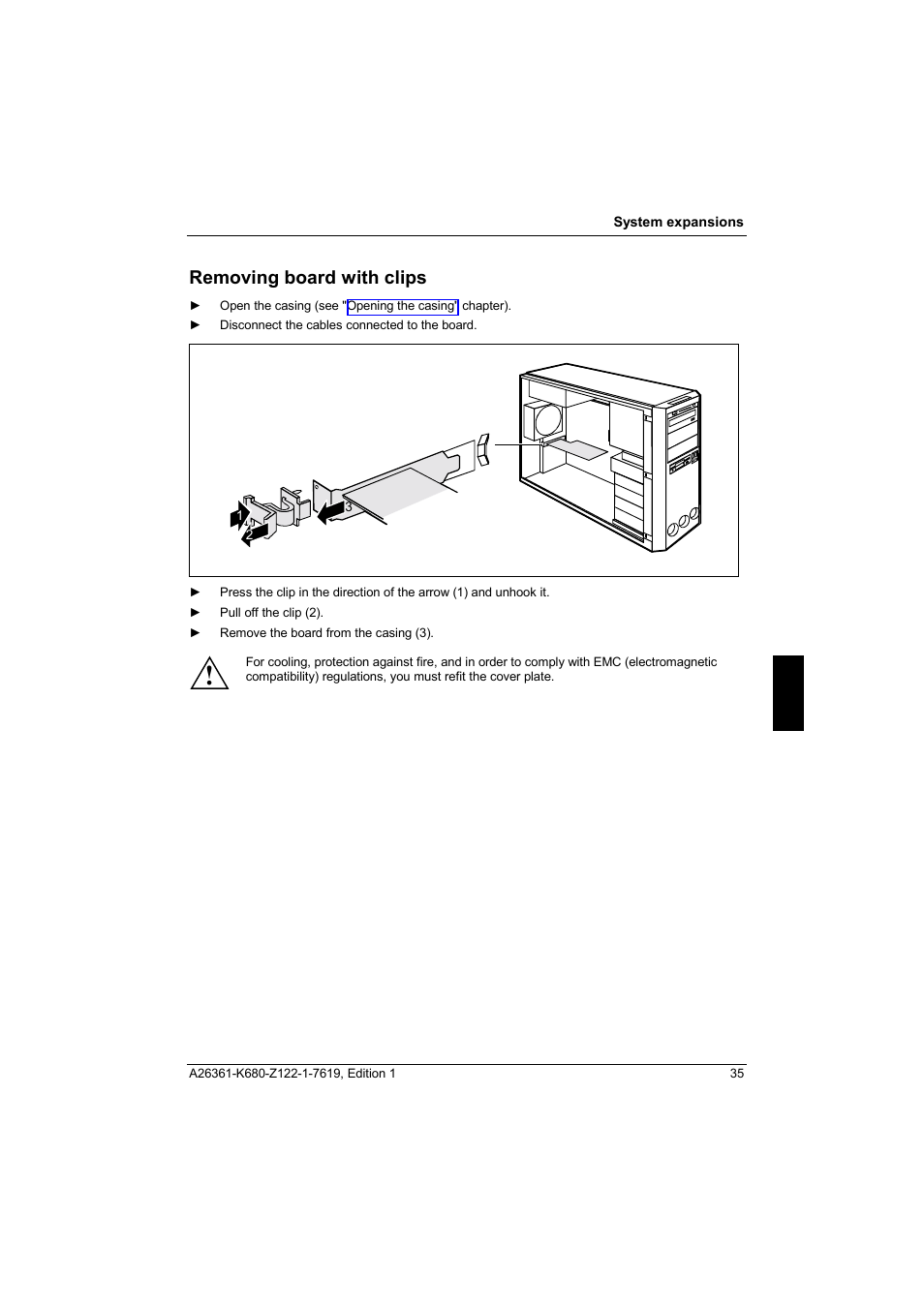 Removing board with clips | FUJITSU V810 User Manual | Page 43 / 76
