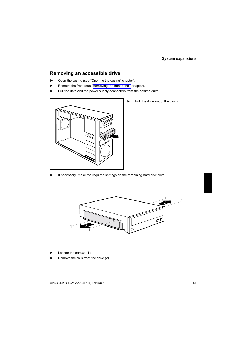Removing an accessible drive | FUJITSU V810 User Manual | Page 49 / 76