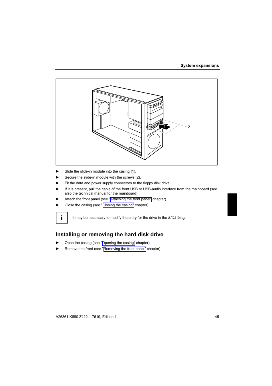 Installing or removing the hard disk drive | FUJITSU V810 User Manual | Page 53 / 76