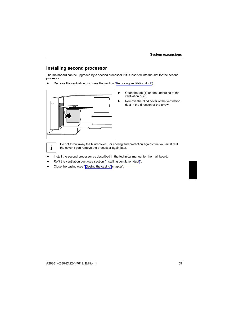 Installing second processor | FUJITSU V810 User Manual | Page 67 / 76