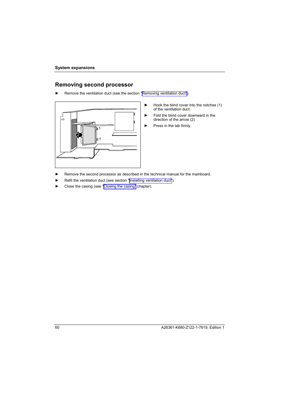 Removing second processor | FUJITSU V810 User Manual | Page 68 / 76