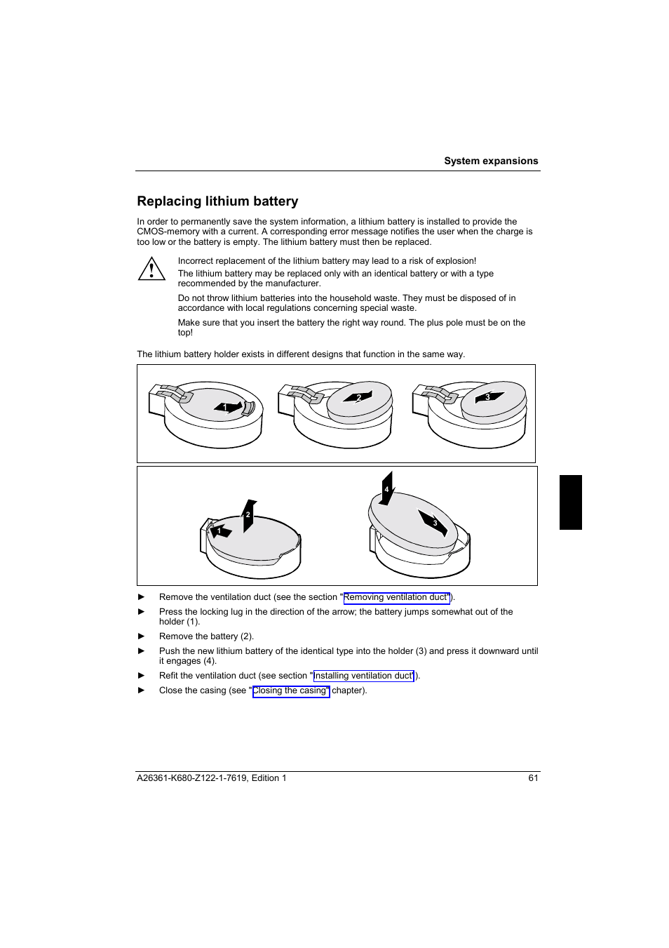 Replacing lithium battery | FUJITSU V810 User Manual | Page 69 / 76