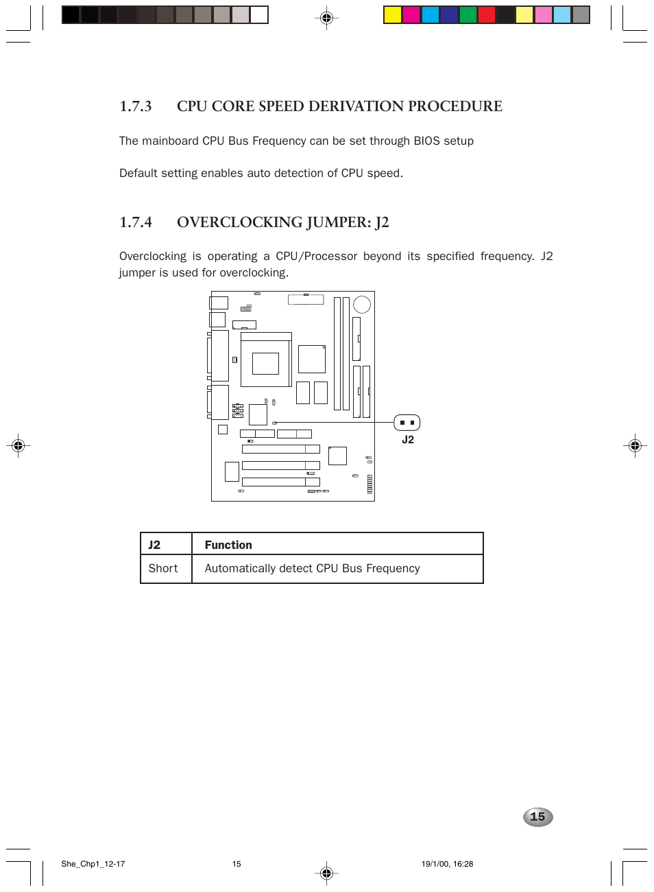 3 cpu core speed derivation procedure, 4 overclocking jumper: j2 | FUJITSU 2000 User Manual | Page 29 / 66