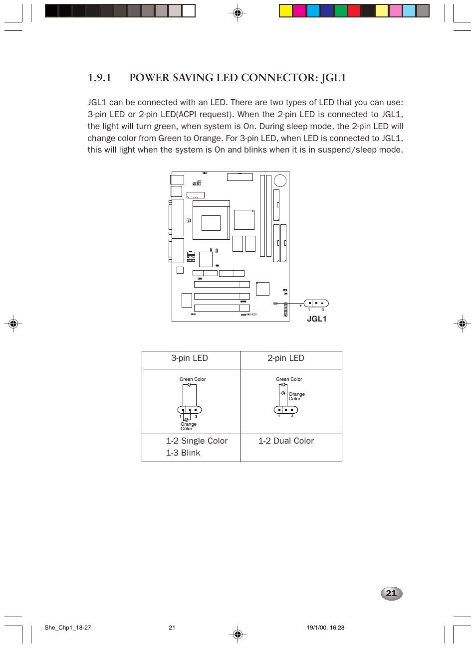 1 power saving led connector: jgl1 | FUJITSU 2000 User Manual | Page 35 / 66