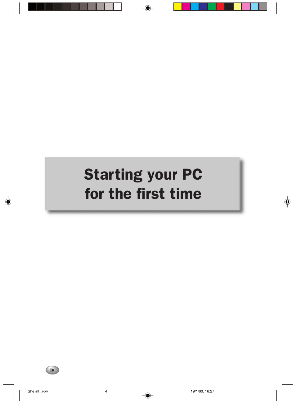 Starting your pc for the first time | FUJITSU 2000 User Manual | Page 4 / 66