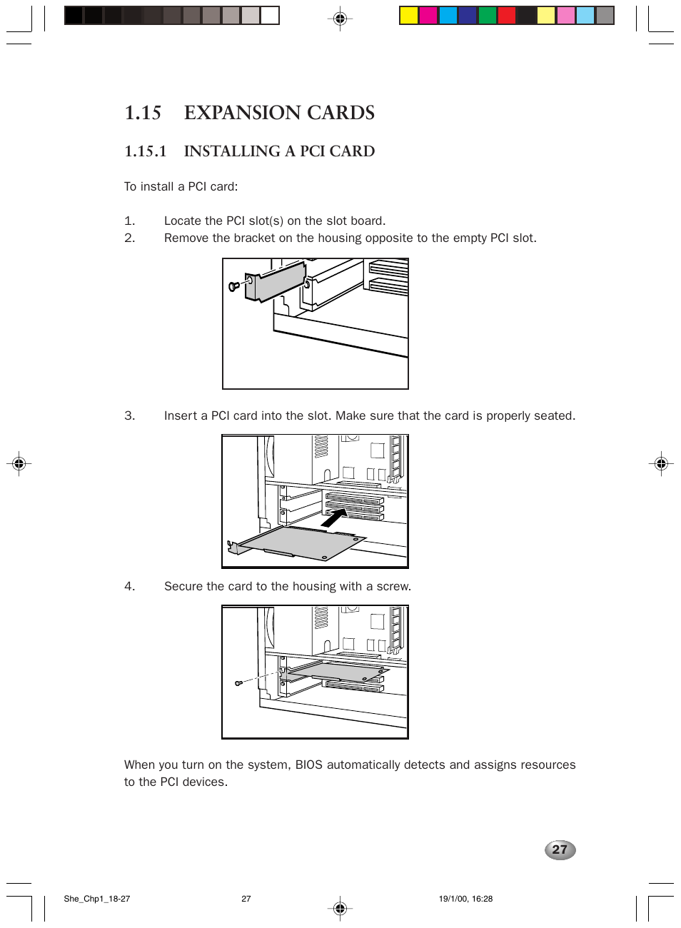 15 expansion cards, 1 installing a pci card | FUJITSU 2000 User Manual | Page 41 / 66