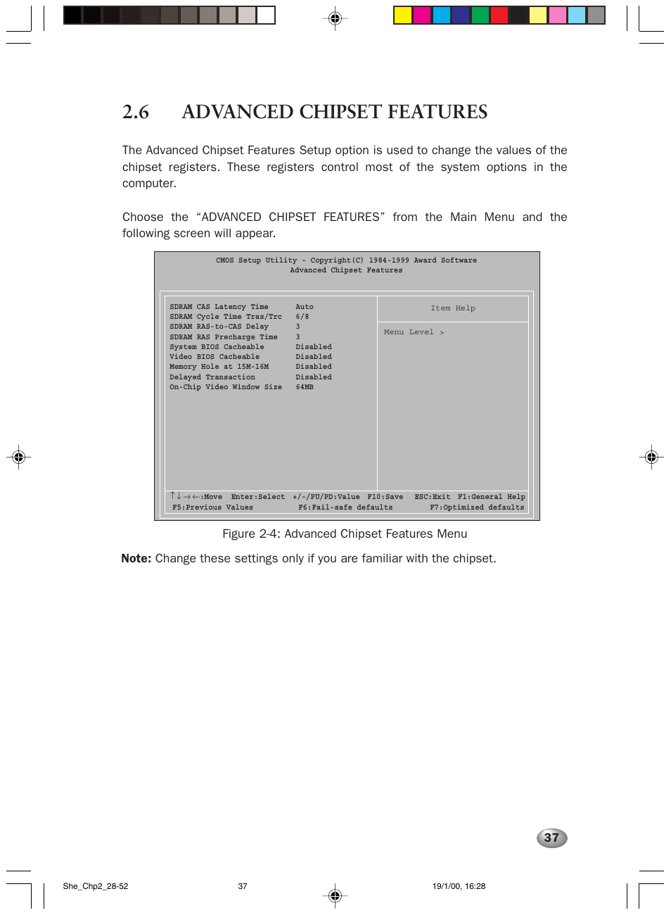 6 advanced chipset features, Figure 2-4: advanced chipset features menu | FUJITSU 2000 User Manual | Page 51 / 66