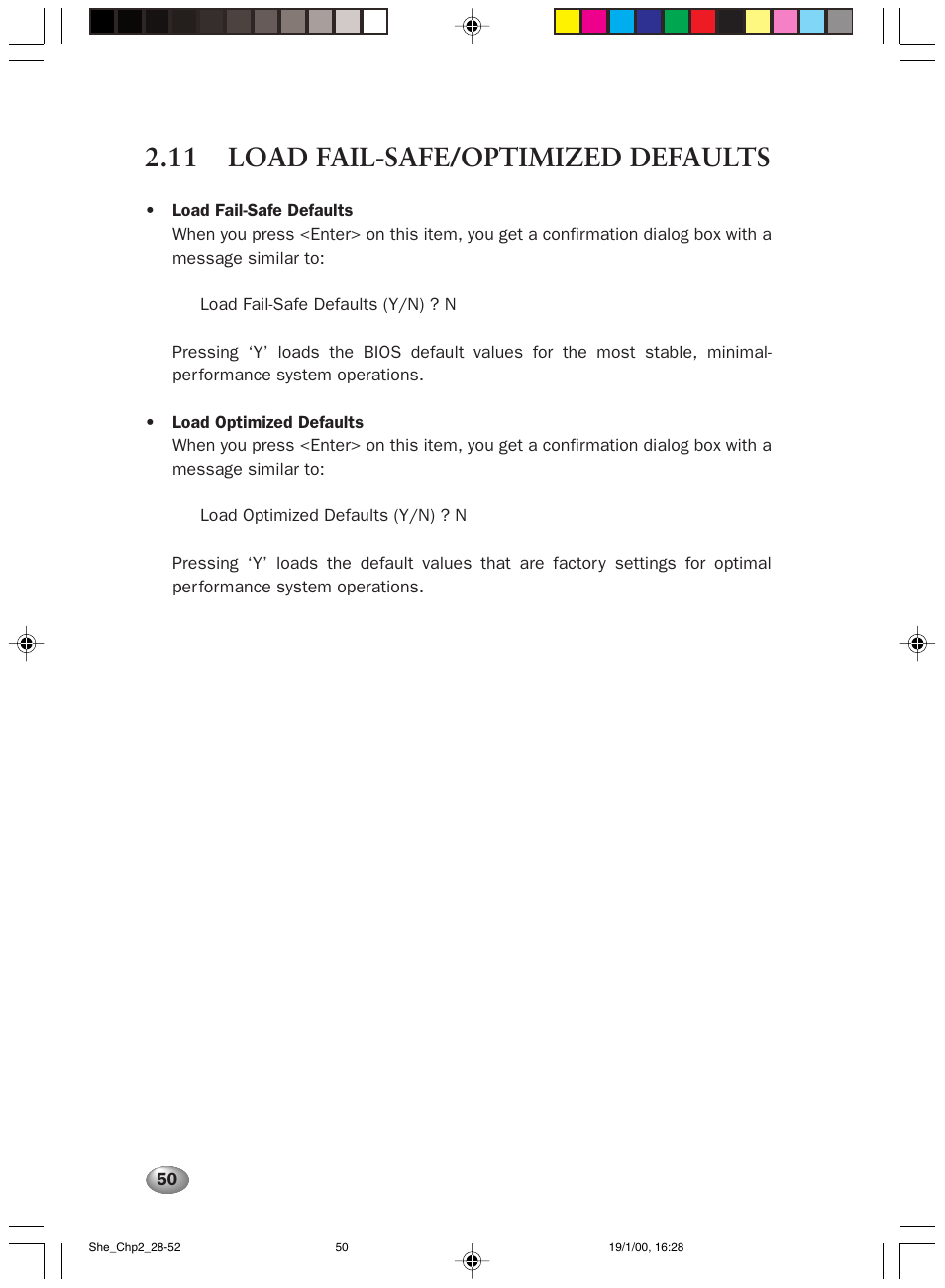 11 load fail-safe/optimized defaults | FUJITSU 2000 User Manual | Page 64 / 66