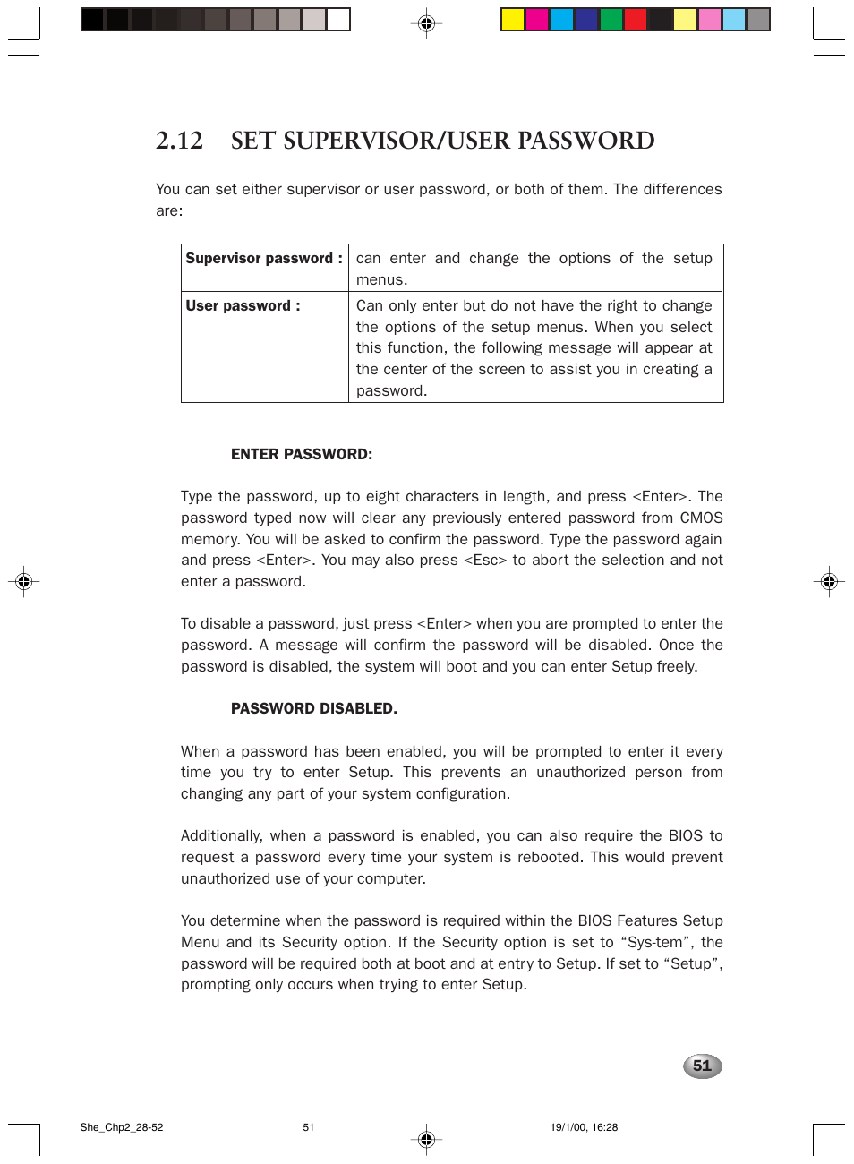 12 set supervisor/user password | FUJITSU 2000 User Manual | Page 65 / 66