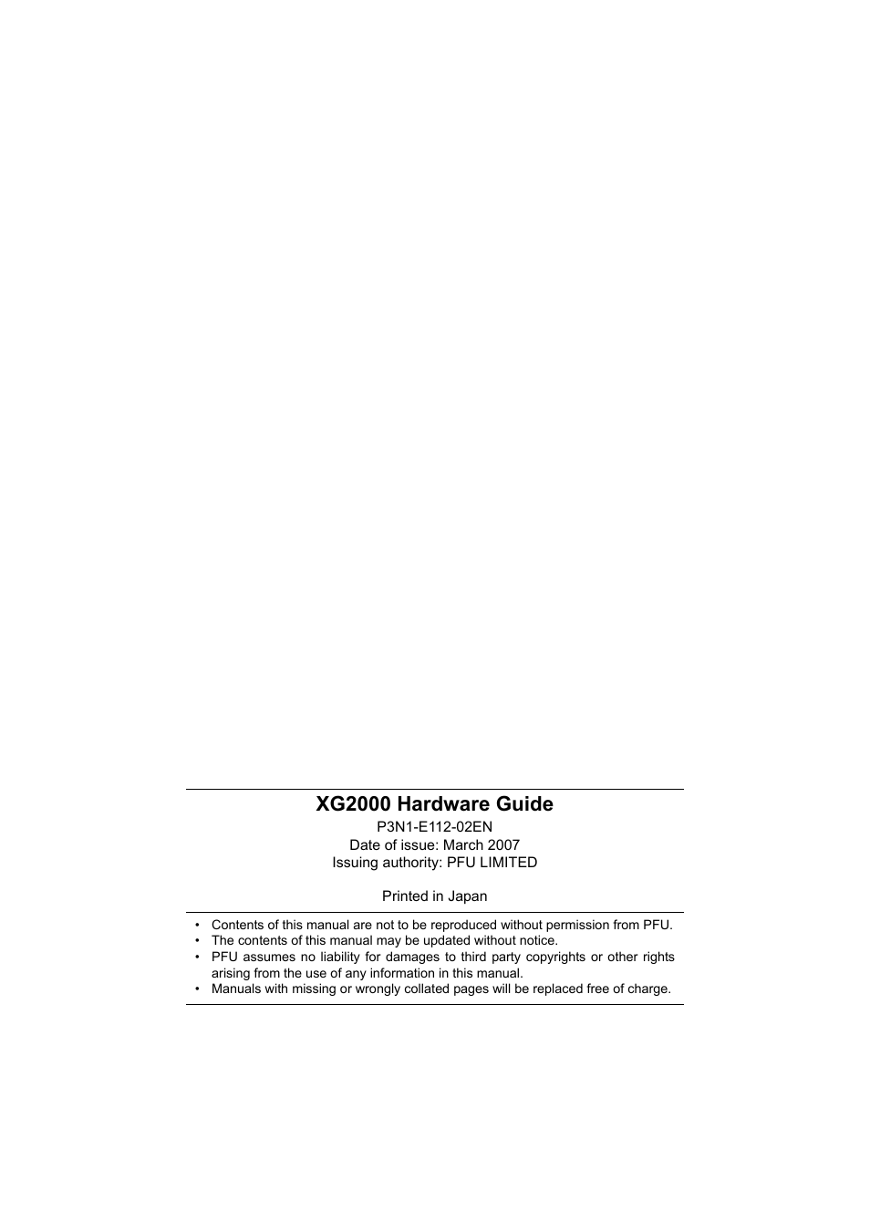 Xg2000 hardware guide | FUJITSU XG2000 User Manual | Page 45 / 45