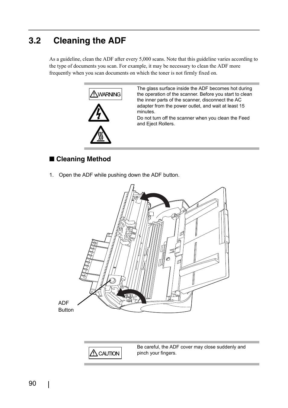 2 cleaning the adf | FUJITSU IMAGE FI-5530C2 User Manual | Page 106 / 179
