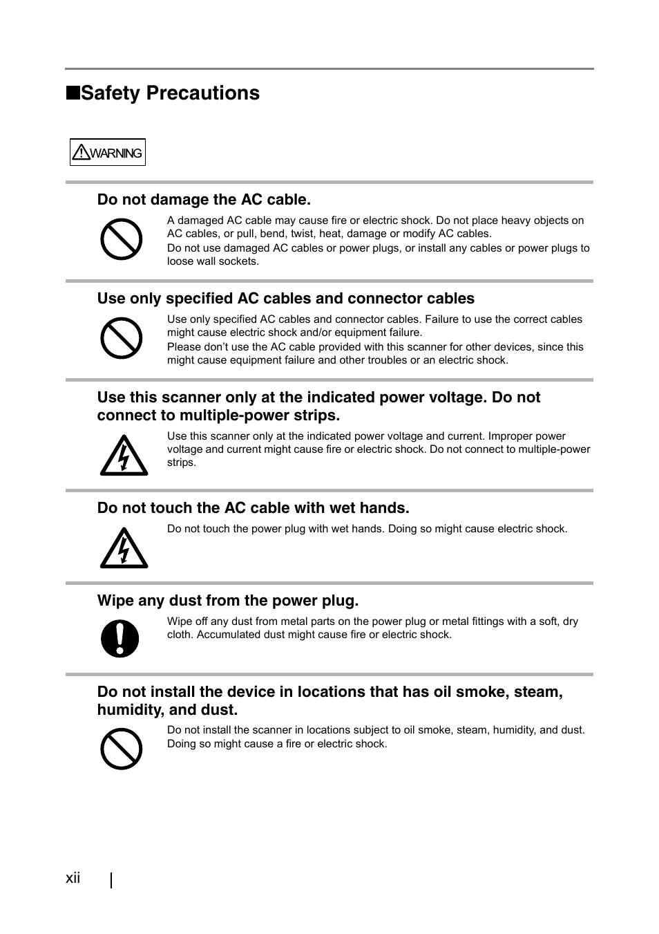 Safety precautions | FUJITSU IMAGE FI-5530C2 User Manual | Page 12 / 179