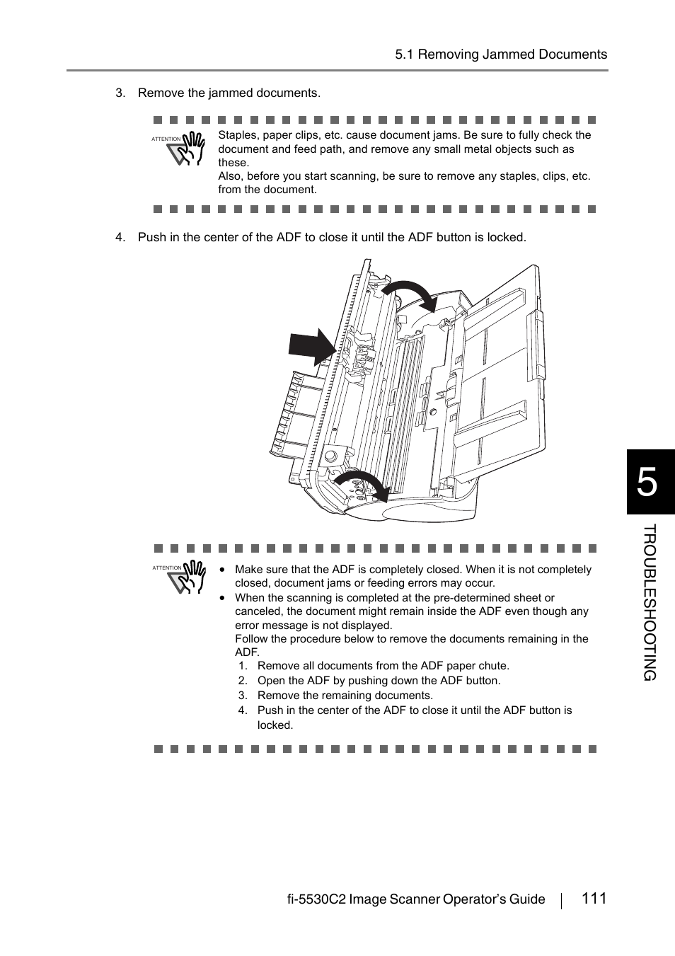 111 tr oubleshoo t ing | FUJITSU IMAGE FI-5530C2 User Manual | Page 127 / 179