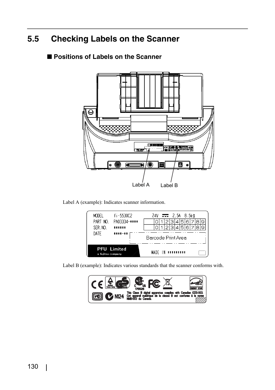 5 checking labels on the scanner, 5 checking | FUJITSU IMAGE FI-5530C2 User Manual | Page 146 / 179