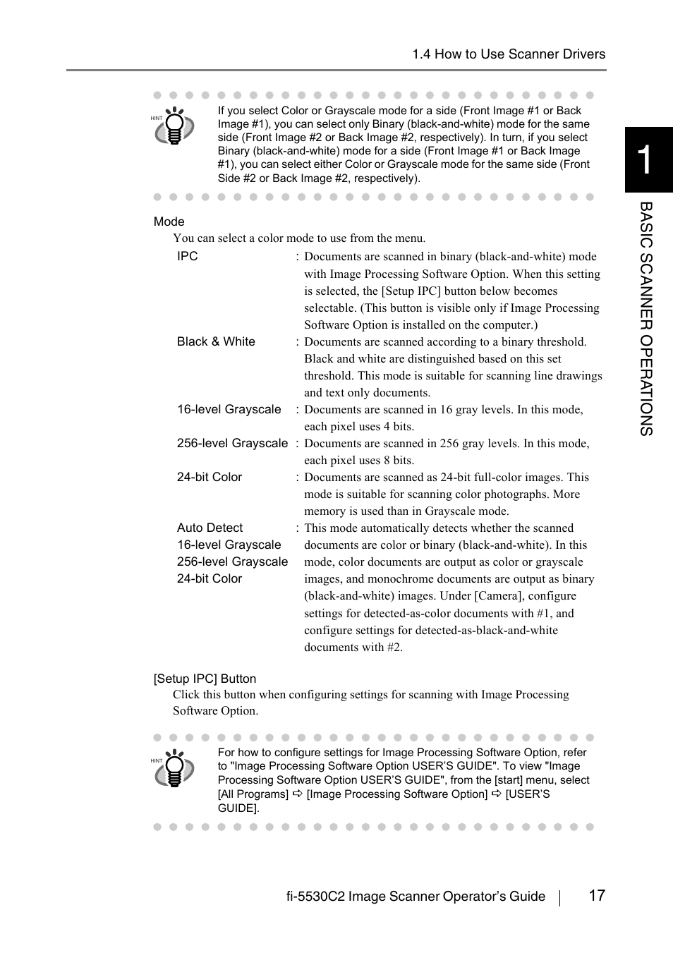 17 b a s ic scanne r op era t ions | FUJITSU IMAGE FI-5530C2 User Manual | Page 33 / 179
