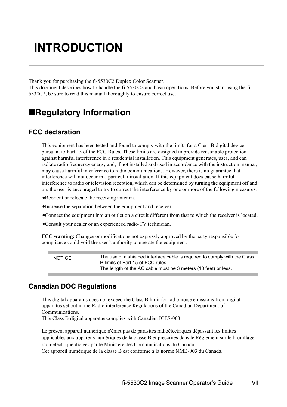Regulatory information, Introduction | FUJITSU IMAGE FI-5530C2 User Manual | Page 7 / 179