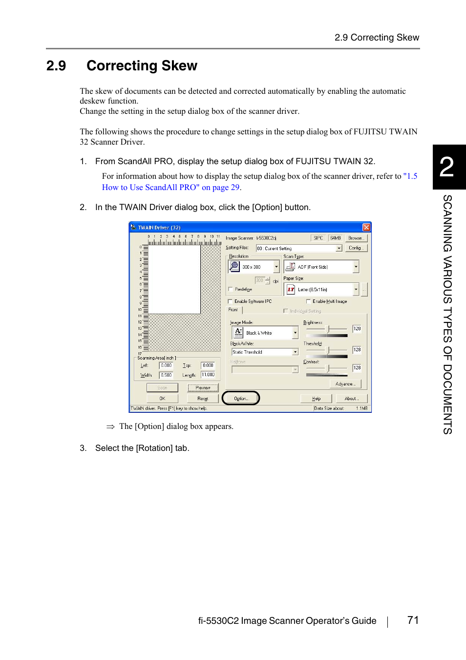 9 correcting skew, Fer to | FUJITSU IMAGE FI-5530C2 User Manual | Page 87 / 179