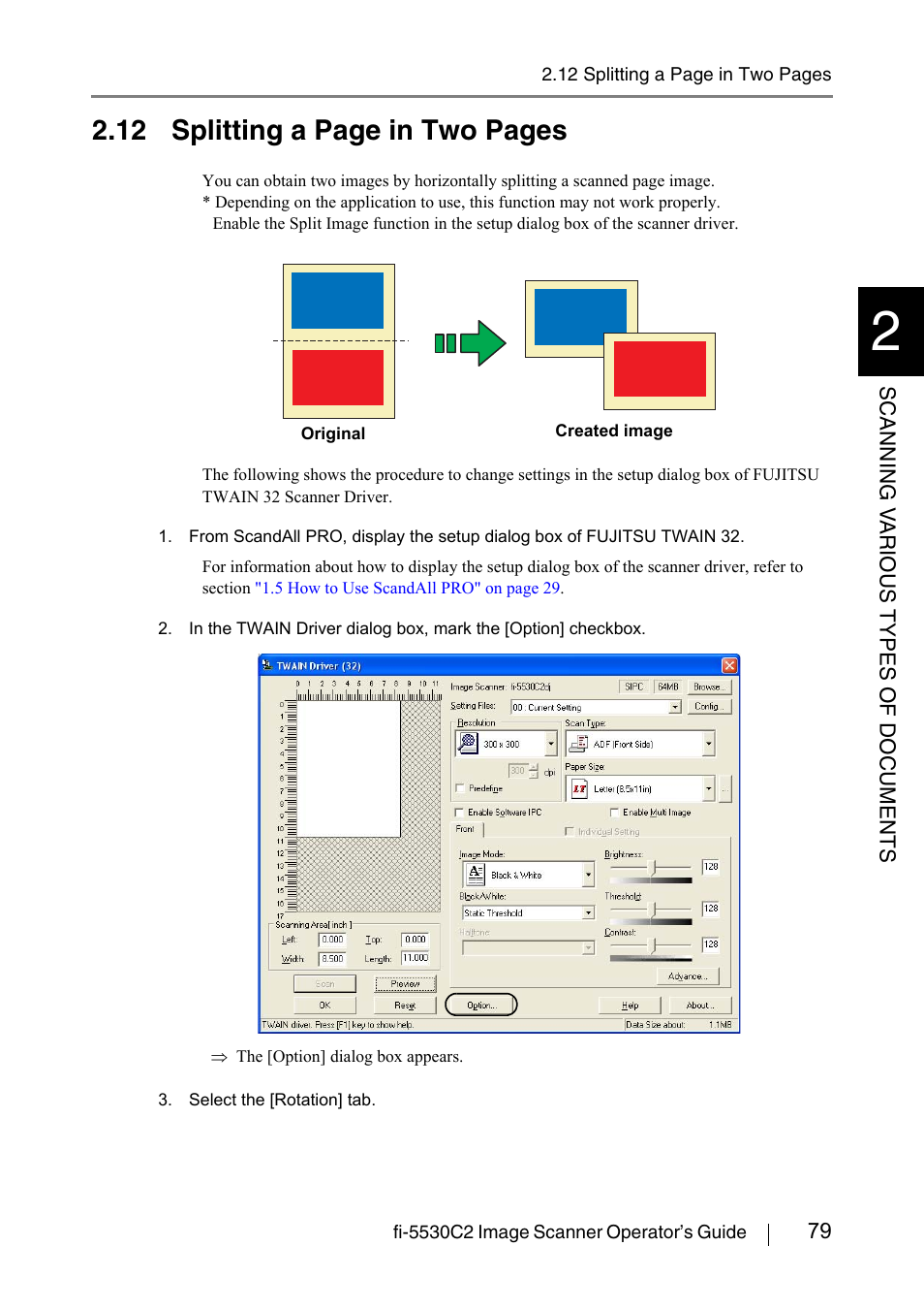 12 splitting a page in two pages | FUJITSU IMAGE FI-5530C2 User Manual | Page 95 / 179