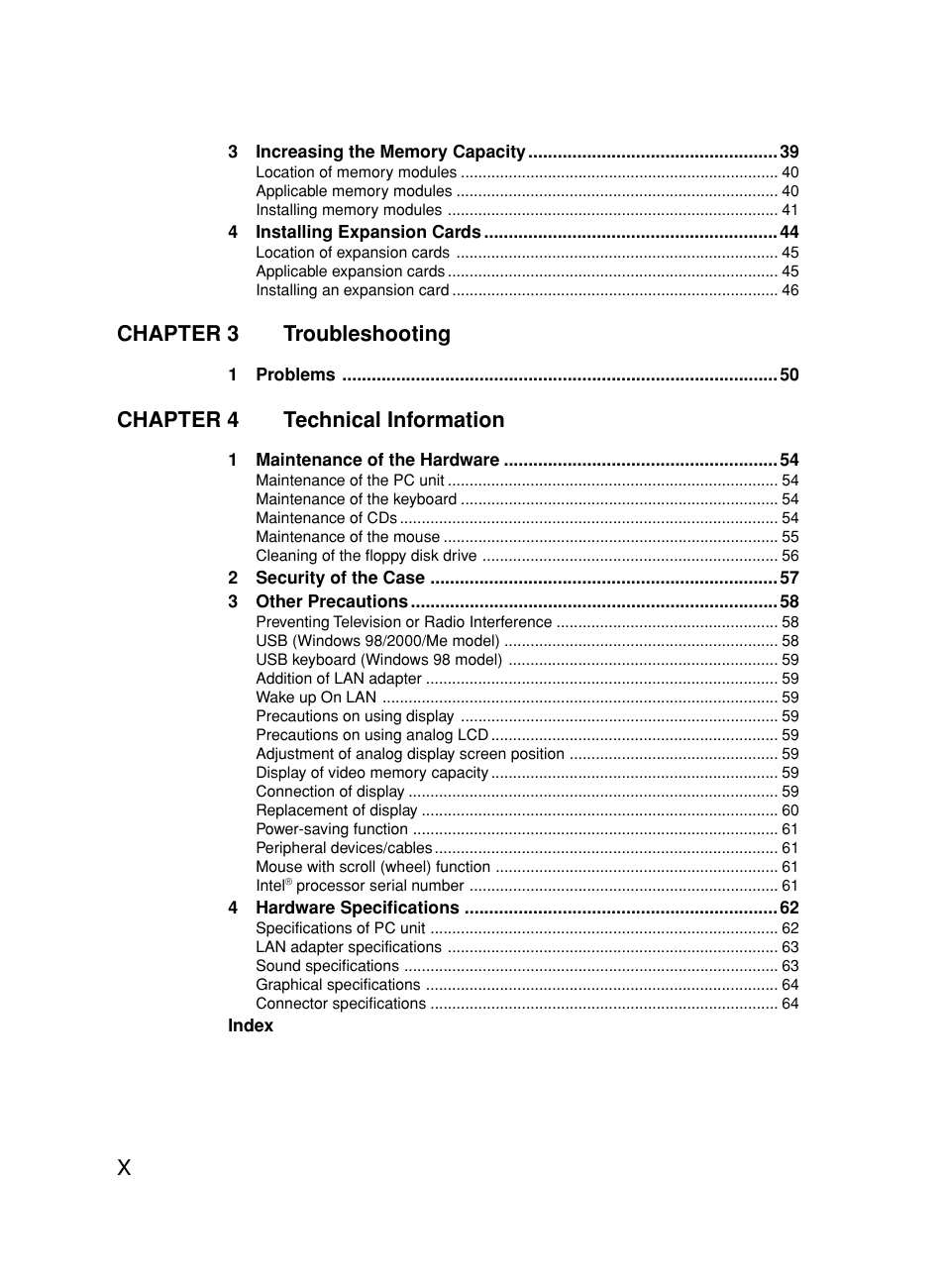 Chapter 3 troubleshooting, Chapter 4 technical information | FUJITSU DESKPOWER 6000/SS User Manual | Page 10 / 79
