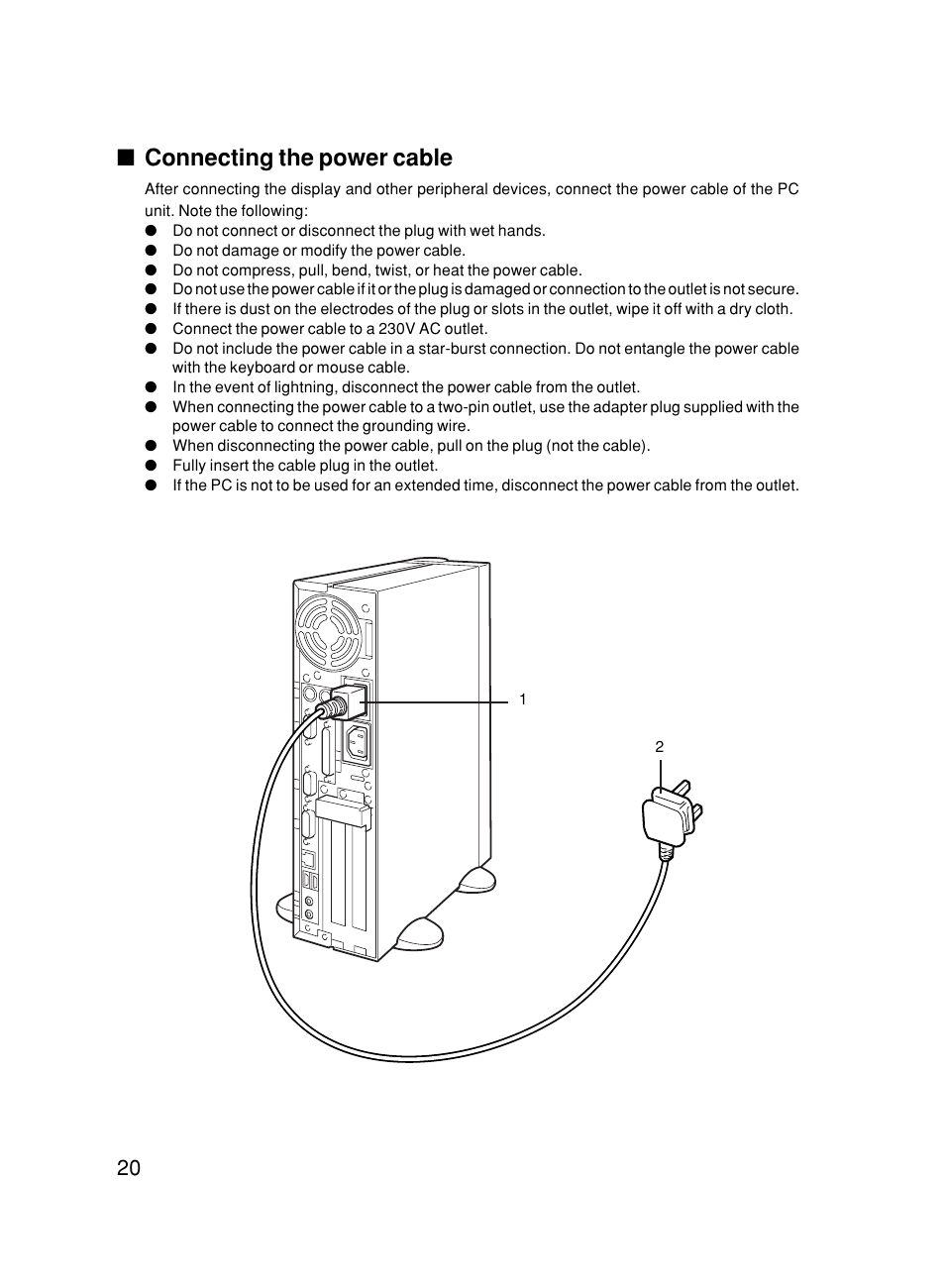 Connecting the power cable | FUJITSU DESKPOWER 6000/SS User Manual | Page 30 / 79