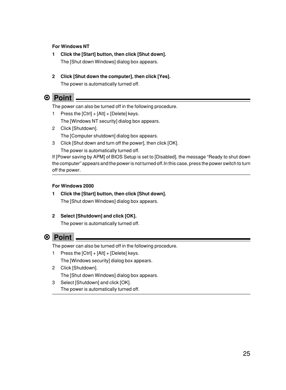 Point | FUJITSU DESKPOWER 6000/SS User Manual | Page 35 / 79