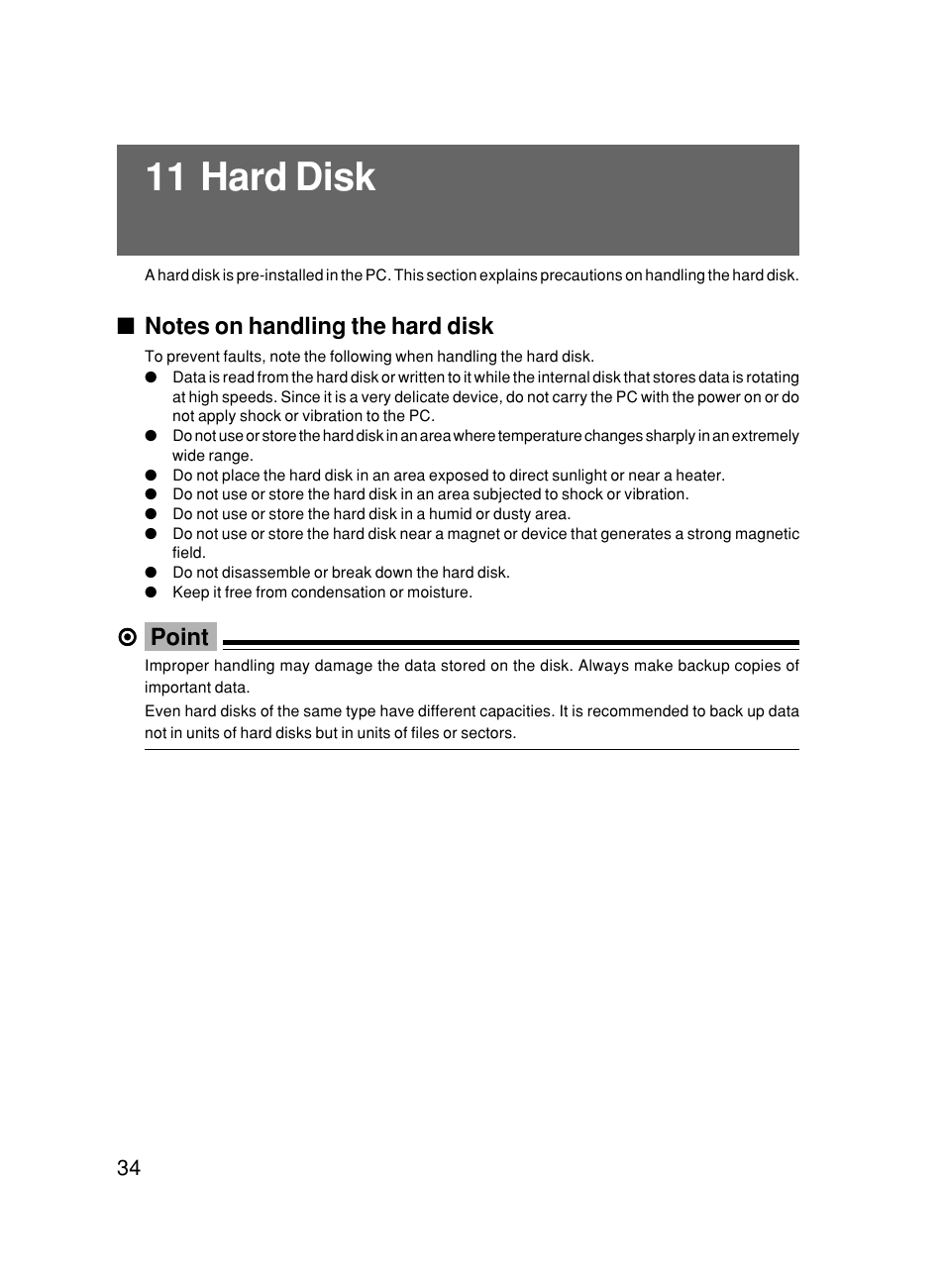 11 hard disk, Point | FUJITSU DESKPOWER 6000/SS User Manual | Page 44 / 79