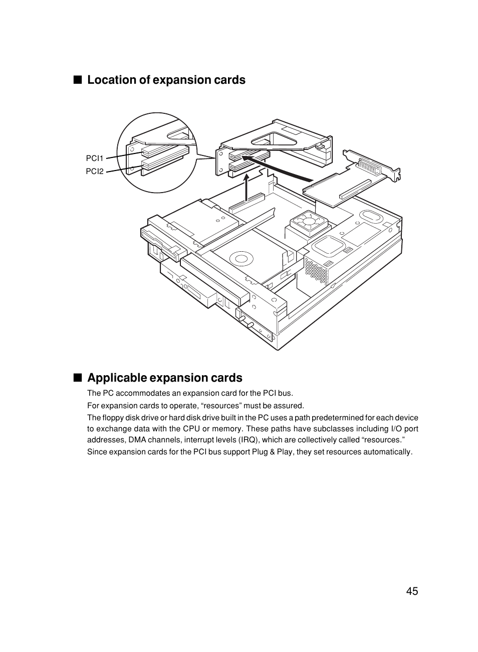 Location of expansion cards, Applicable expansion cards | FUJITSU DESKPOWER 6000/SS User Manual | Page 55 / 79