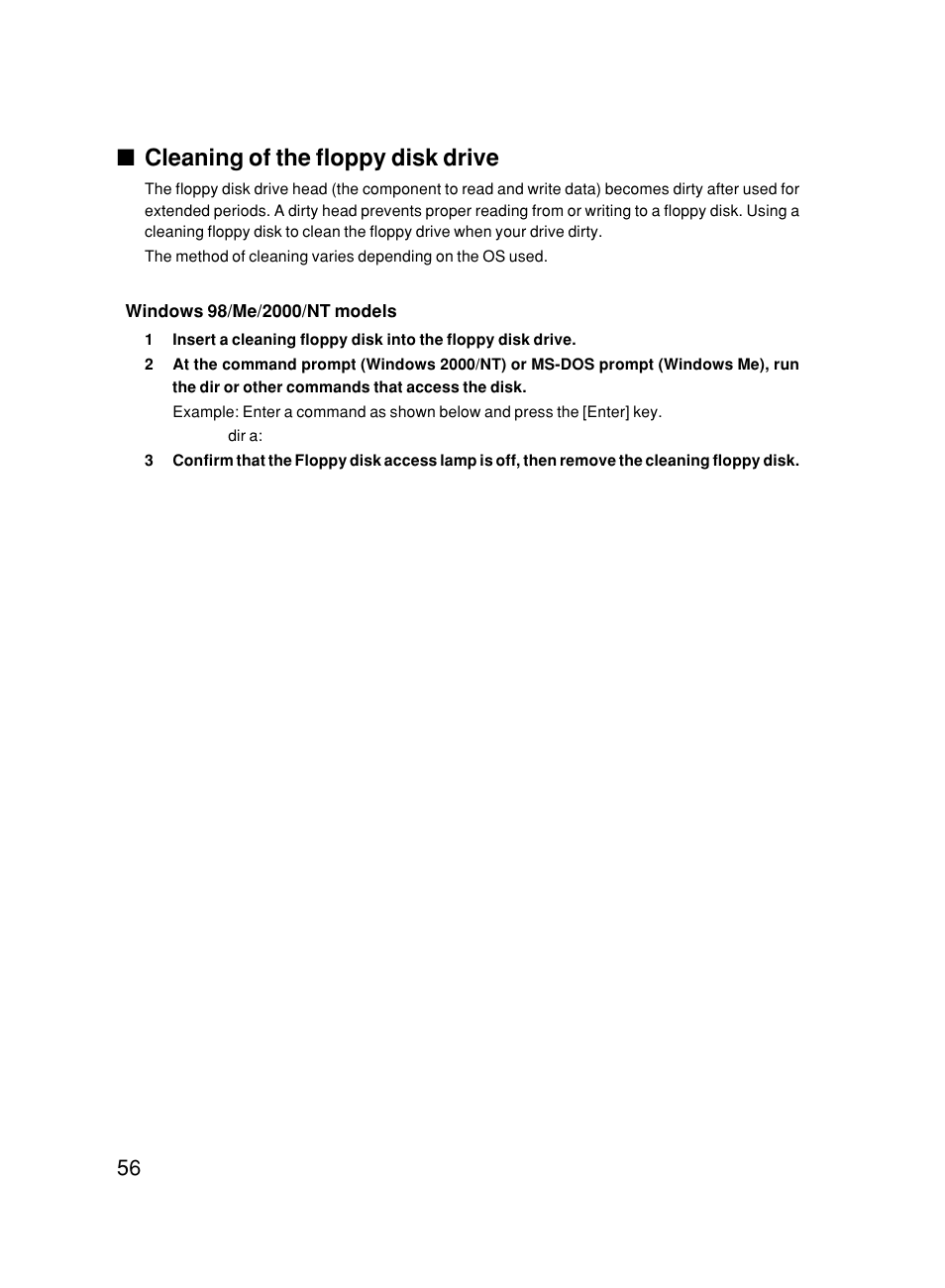 Cleaning of the floppy disk drive | FUJITSU DESKPOWER 6000/SS User Manual | Page 65 / 79
