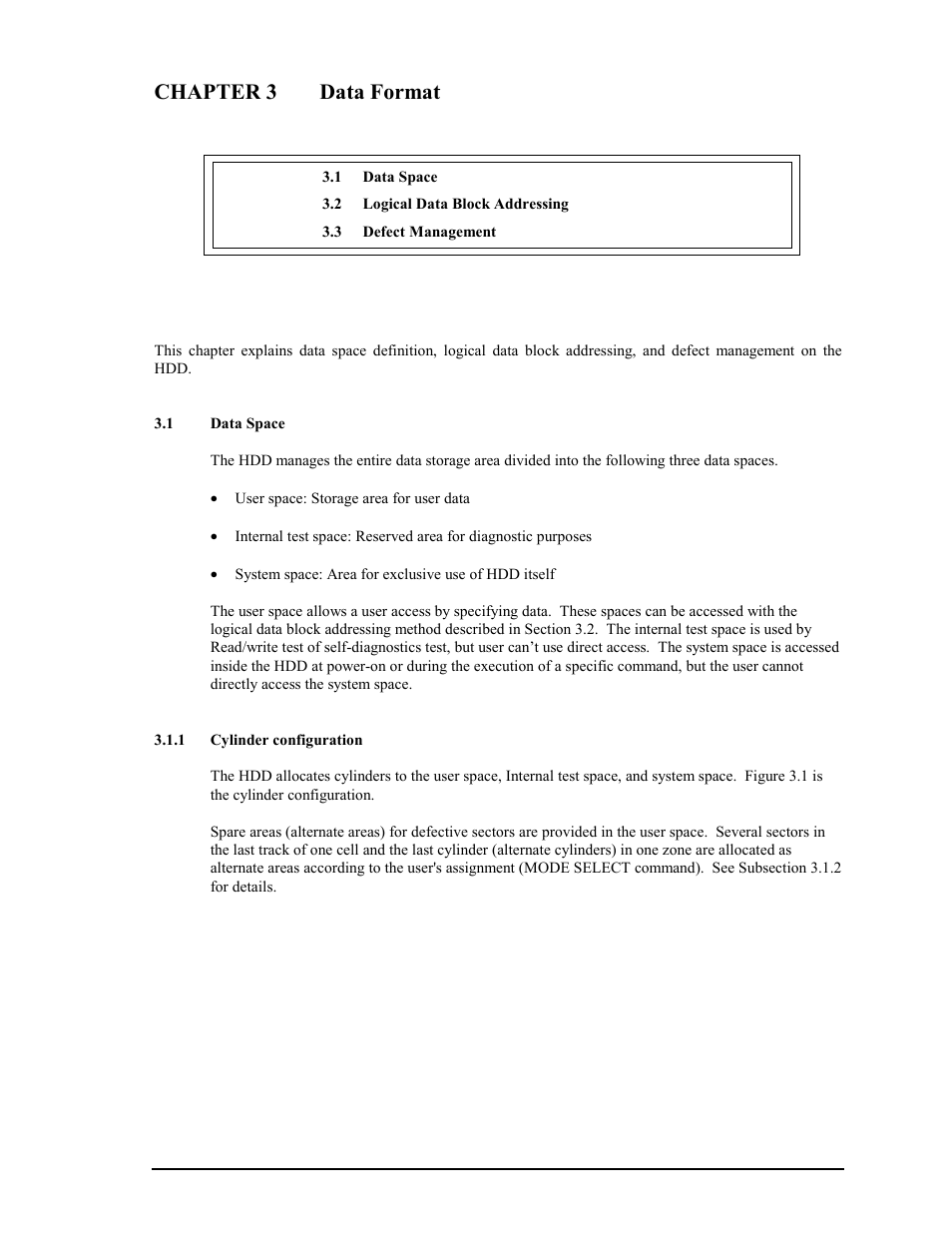 Chapter 3 data format | FUJITSU MAV2036RC User Manual | Page 29 / 92