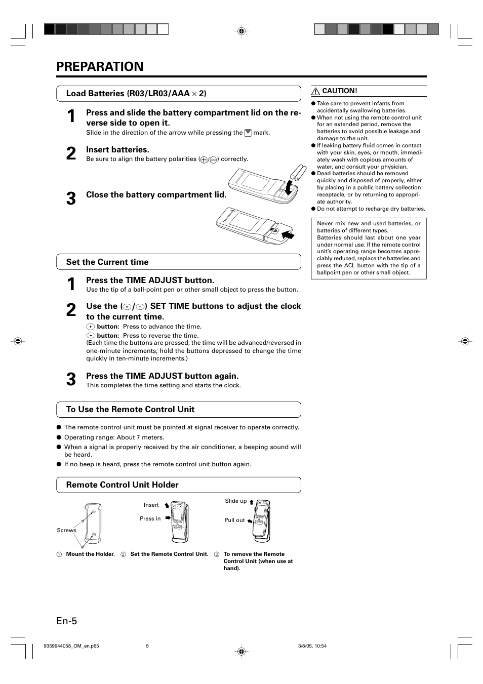 Preparation, En-5 | FUJITSU HALCYON P/N9359944058 User Manual | Page 6 / 18