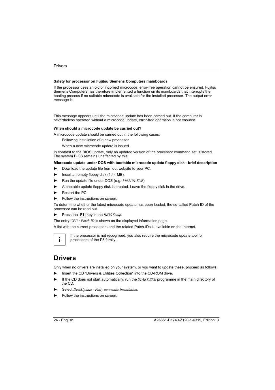 When should a microcode update be carried out, Drivers | FUJITSU answers^2 D1740 User Manual | Page 34 / 43