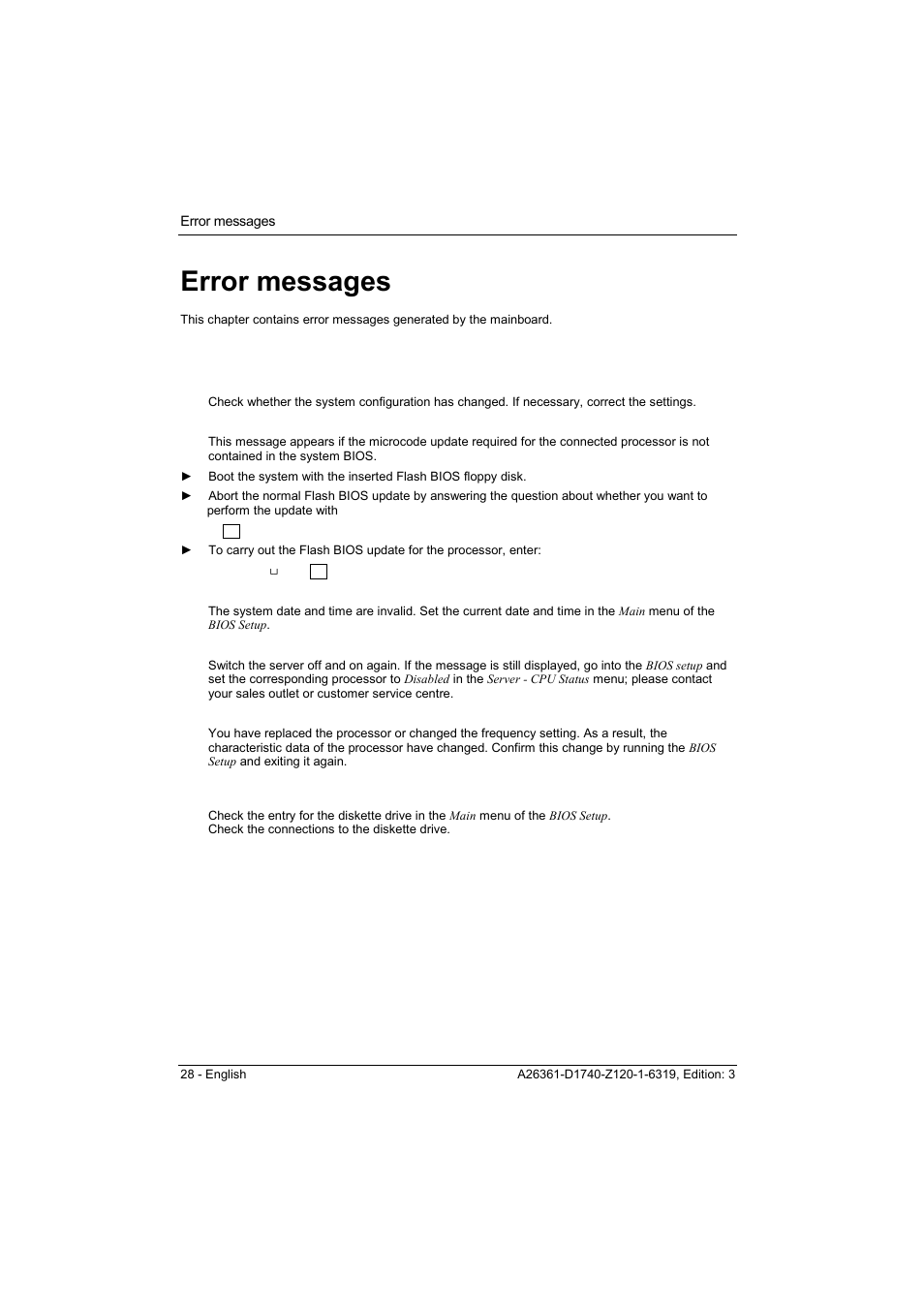 Error messages | FUJITSU answers^2 D1740 User Manual | Page 38 / 43