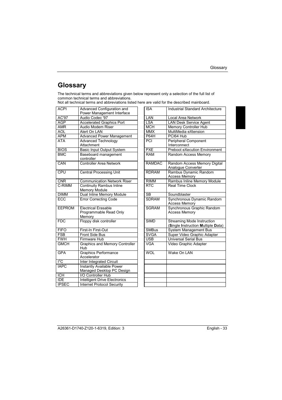 Glossary | FUJITSU answers^2 D1740 User Manual | Page 43 / 43